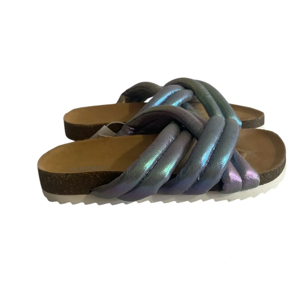 Old Navy Metallic Slide Sandals Girls 12